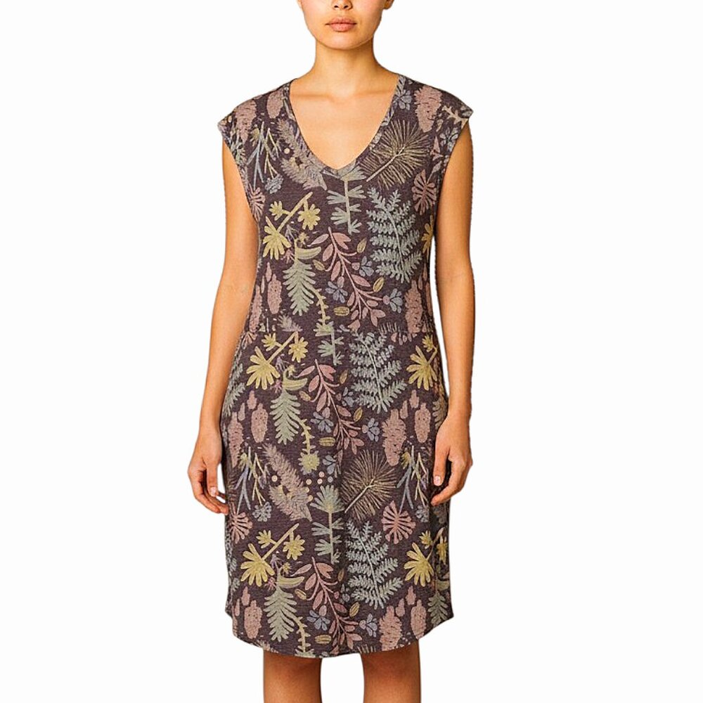 North Face Like New EZ Tee Athletic Dress V-Neck Pockets Botanical Print - Med
